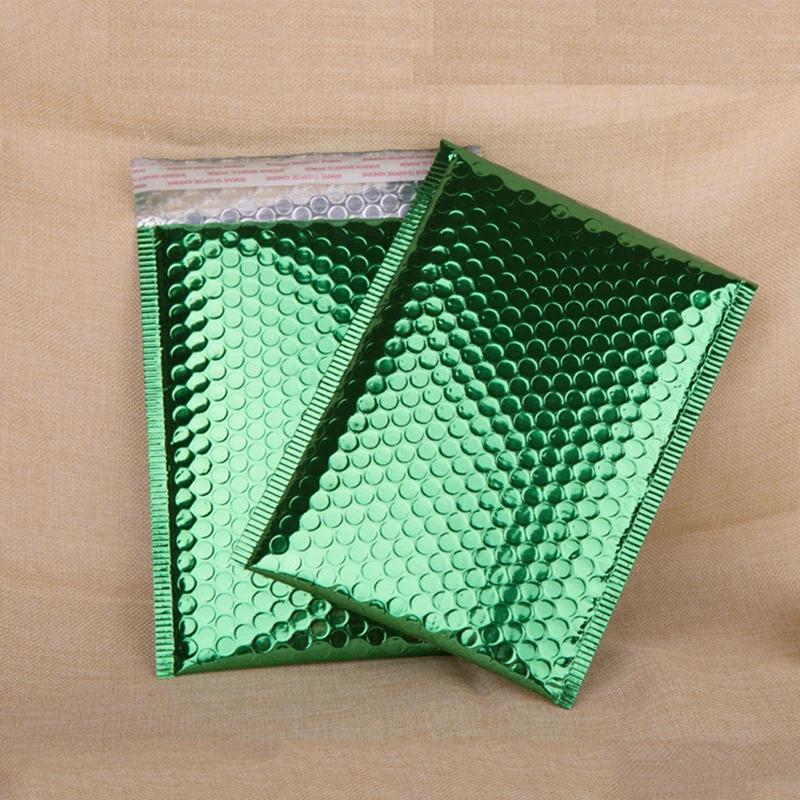 녹색 알루미늄 필름 버블 봉투, 충격 방지 패딩 봉투, 자체 밀봉 폴리 메일러, 방수 배송 가방, 로트 당 50 개, 18*23cm